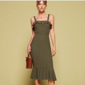Reformation midi dress- olive green
